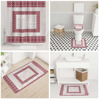 Samoa Siapo Red Trimmed Bathroom Set Samoa White Sunday - Polynesian Pride