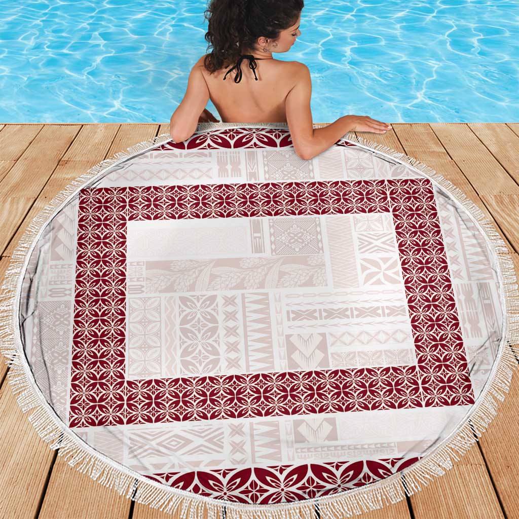 Samoa Siapo Red Trimmed Beach Blanket Samoa White Sunday LT01 - Polynesian Pride