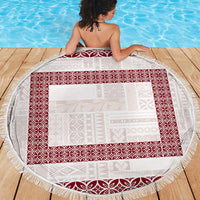 Samoa Siapo Red Trimmed Beach Blanket Samoa White Sunday LT01 - Polynesian Pride