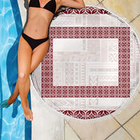 Samoa Siapo Red Trimmed Beach Blanket Samoa White Sunday LT01 - Polynesian Pride