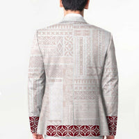 Samoa Siapo Red Trimmed Blazer Samoa White Sunday - Polynesian Pride