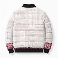 Samoa Siapo Red Trimmed Bomber Puffer Jacket Samoa White Sunday LT01 - Polynesian Pride