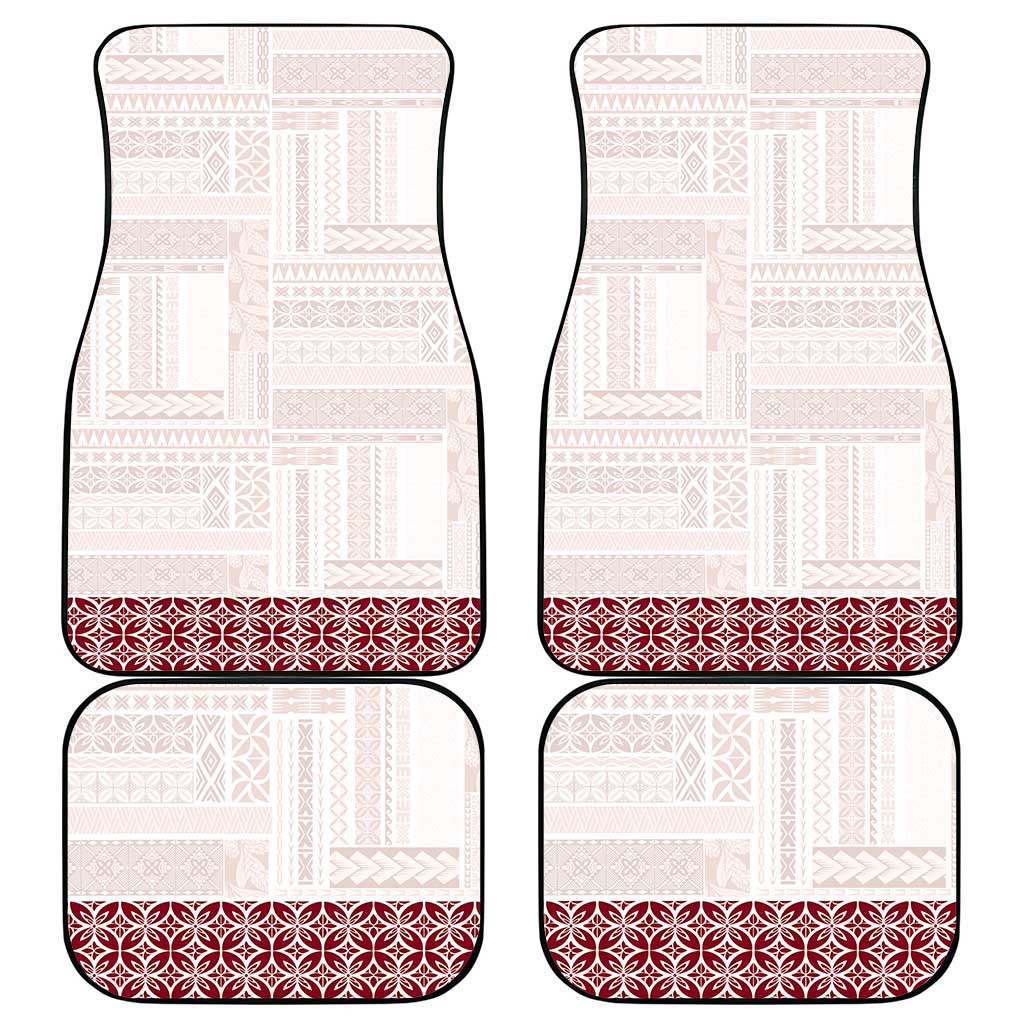 Samoa Siapo Red Trimmed Car Mats Samoa White Sunday LT01 - Polynesian Pride