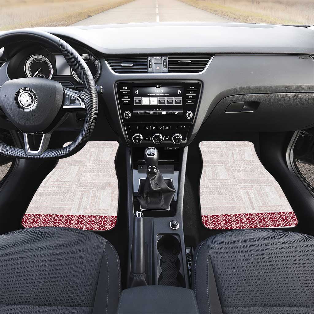 Samoa Siapo Red Trimmed Car Mats Samoa White Sunday LT01 Set 2pcs - Front Red - Polynesian Pride