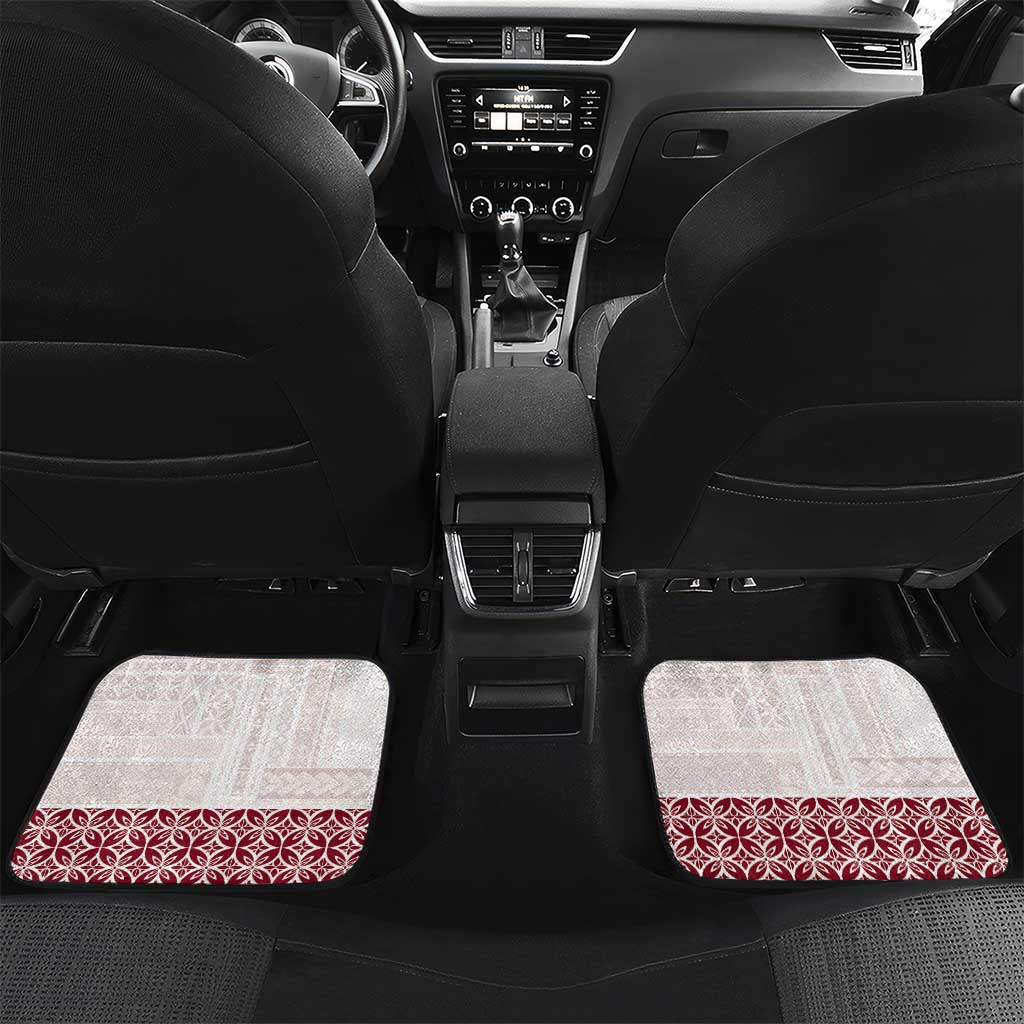 Samoa Siapo Red Trimmed Car Mats Samoa White Sunday LT01 Set 2pcs - Back Red - Polynesian Pride