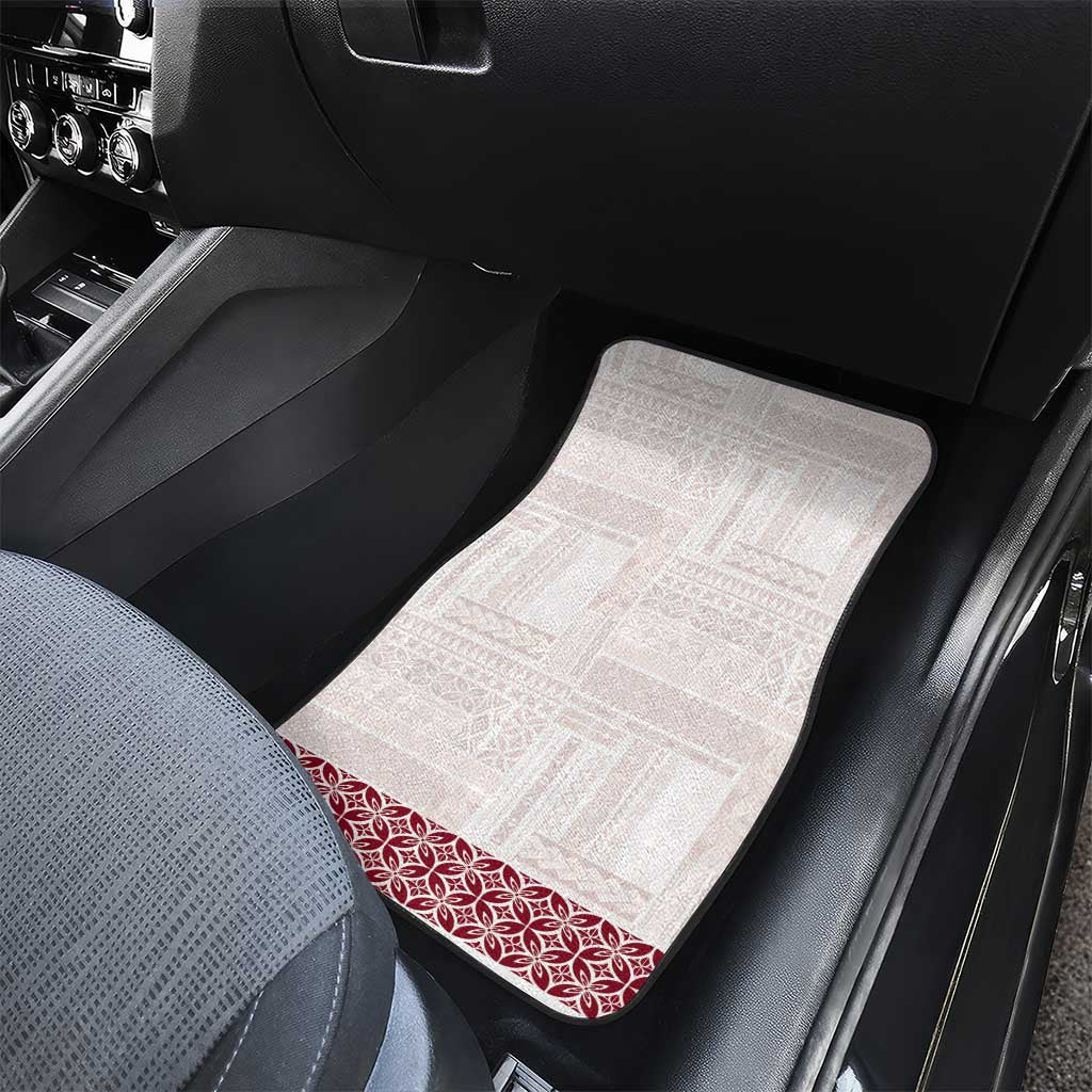 Samoa Siapo Red Trimmed Car Mats Samoa White Sunday LT01 - Polynesian Pride