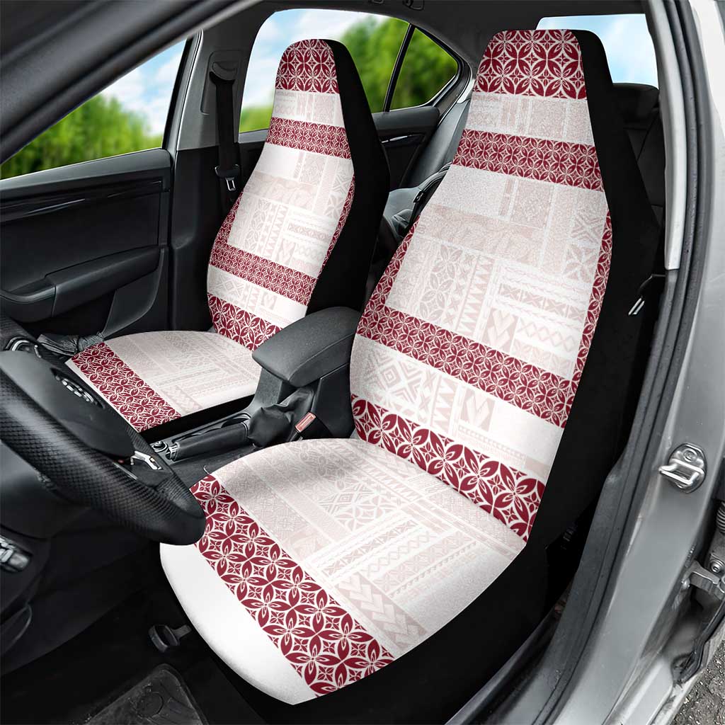 Samoa Siapo Red Trimmed Car Seat Cover Samoa White Sunday - Polynesian Pride