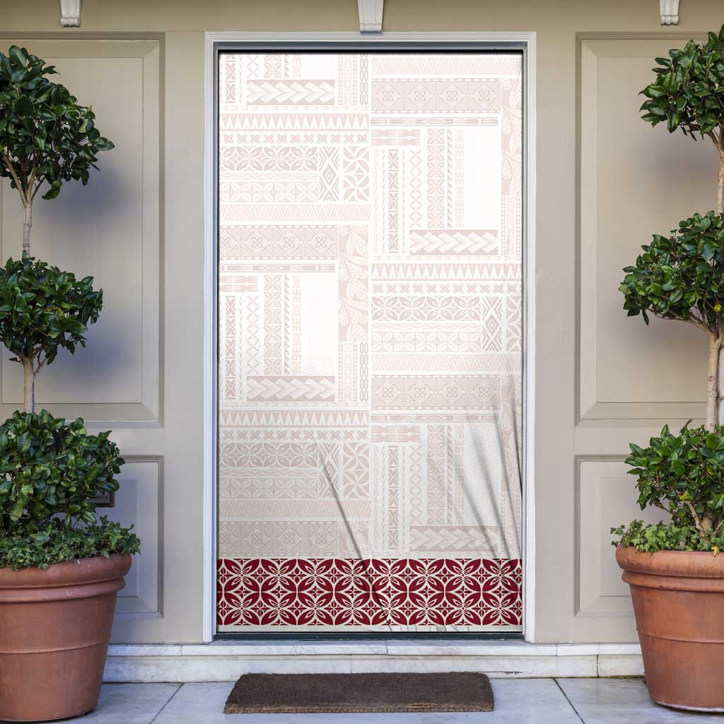 Samoa Siapo Red Trimmed Door Cover Samoa White Sunday LT01 Red - Polynesian Pride