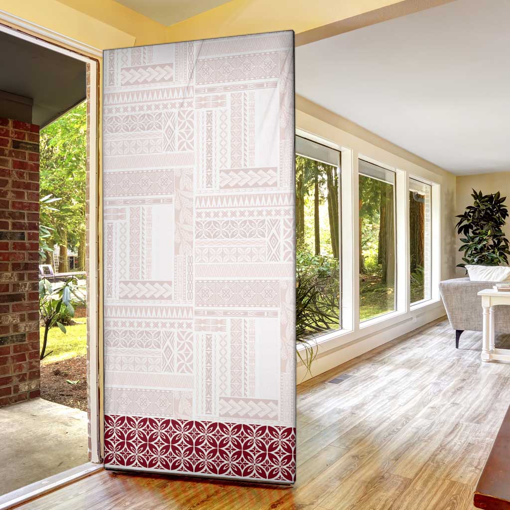 Samoa Siapo Red Trimmed Door Cover Samoa White Sunday LT01 - Polynesian Pride