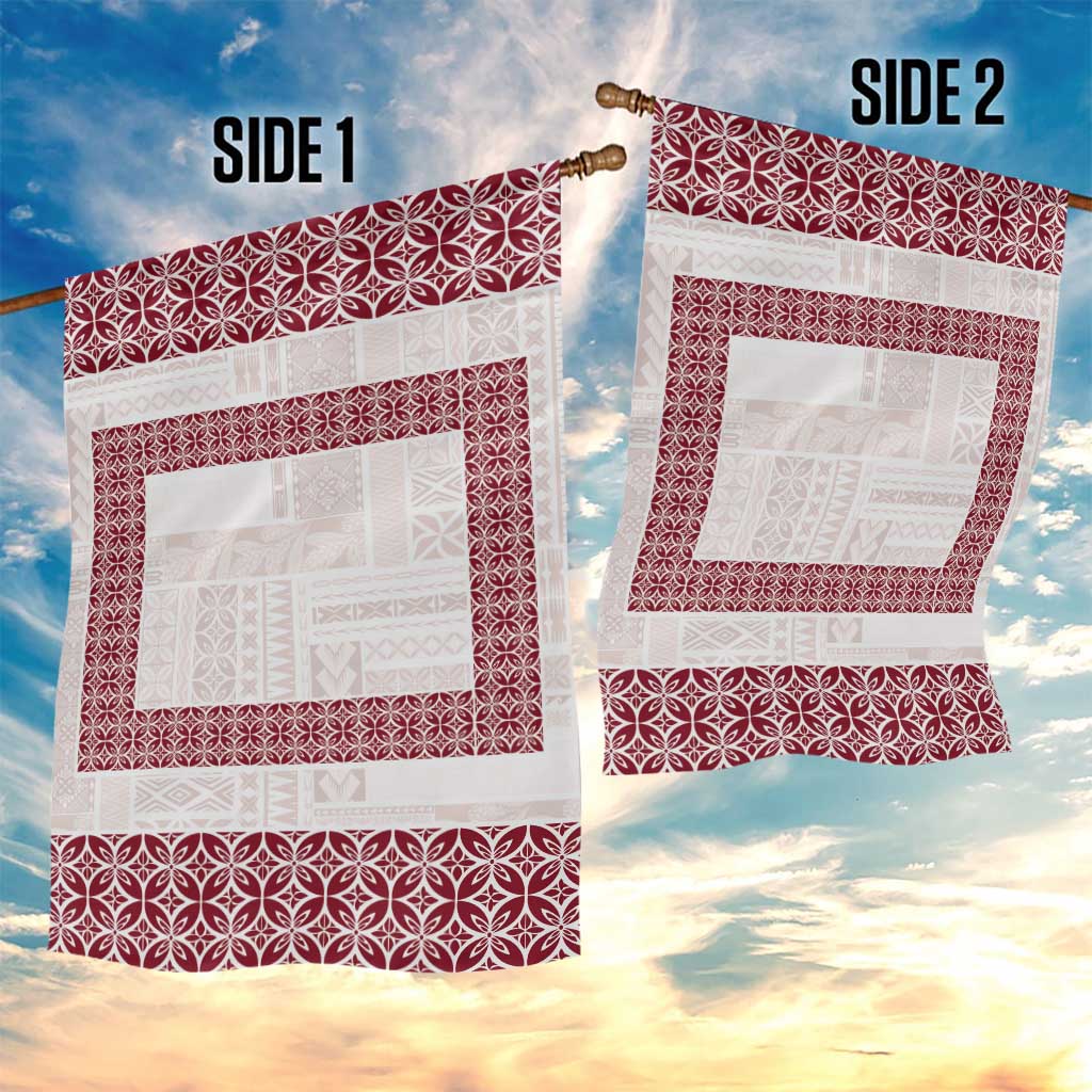 Samoa Siapo Red Trimmed Garden Flag Samoa White Sunday - Polynesian Pride