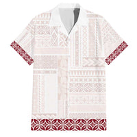 Samoa Siapo Red Trimmed Hawaiian Shirt Samoa White Sunday - Polynesian Pride