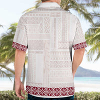 Samoa Siapo Red Trimmed Hawaiian Shirt Samoa White Sunday - Polynesian Pride