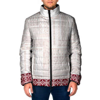 Samoa Siapo Red Trimmed Padded Jacket Samoa White Sunday LT01 Men Red - Polynesian Pride
