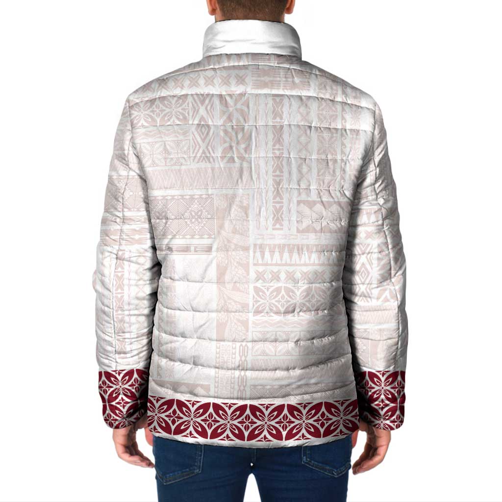 Samoa Siapo Red Trimmed Padded Jacket Samoa White Sunday LT01 - Polynesian Pride