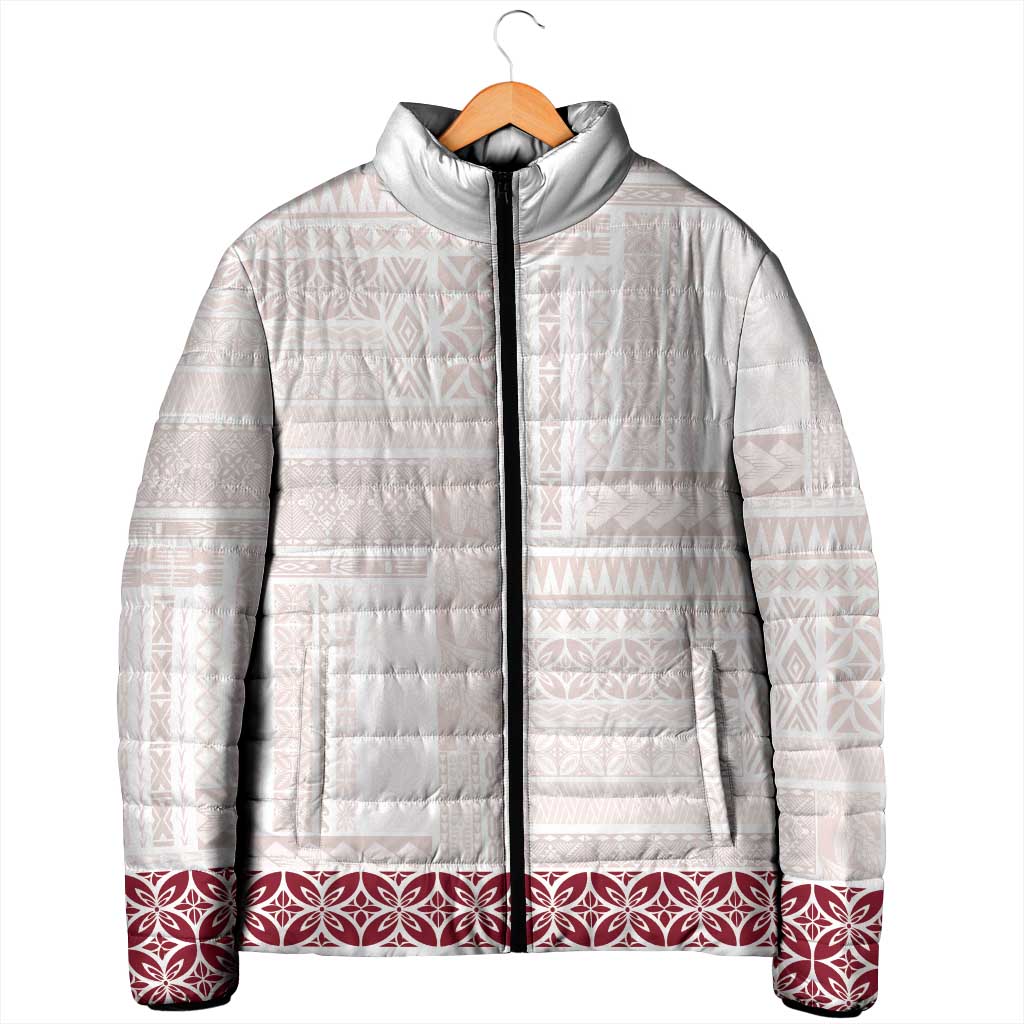 Samoa Siapo Red Trimmed Padded Jacket Samoa White Sunday LT01 - Polynesian Pride