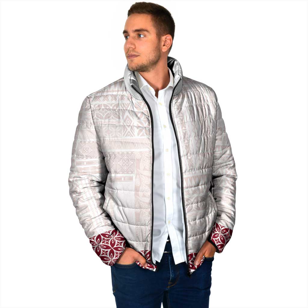 Samoa Siapo Red Trimmed Padded Jacket Samoa White Sunday LT01 - Polynesian Pride