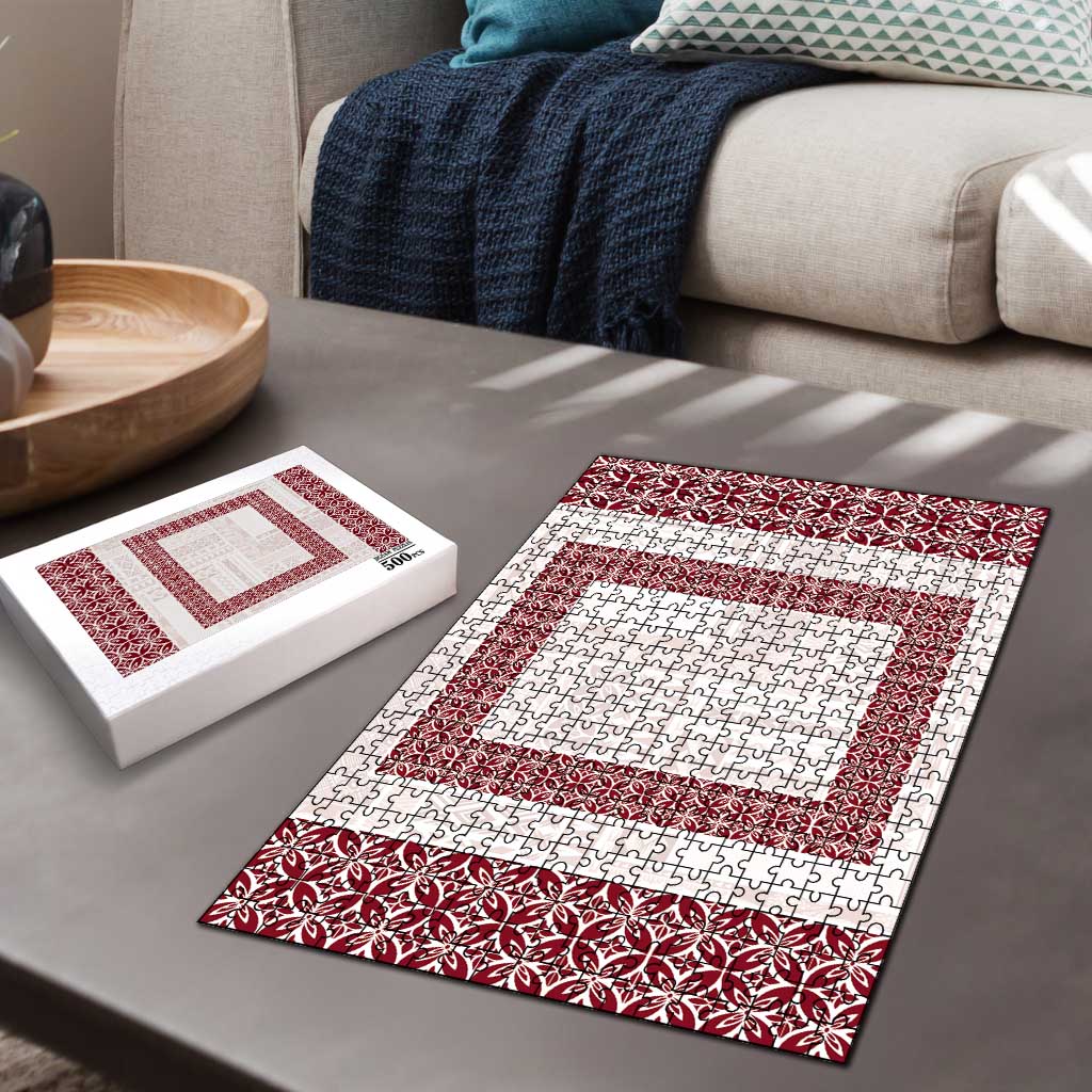 Samoa Siapo Red Trimmed Puzzle Samoa White Sunday - Polynesian Pride