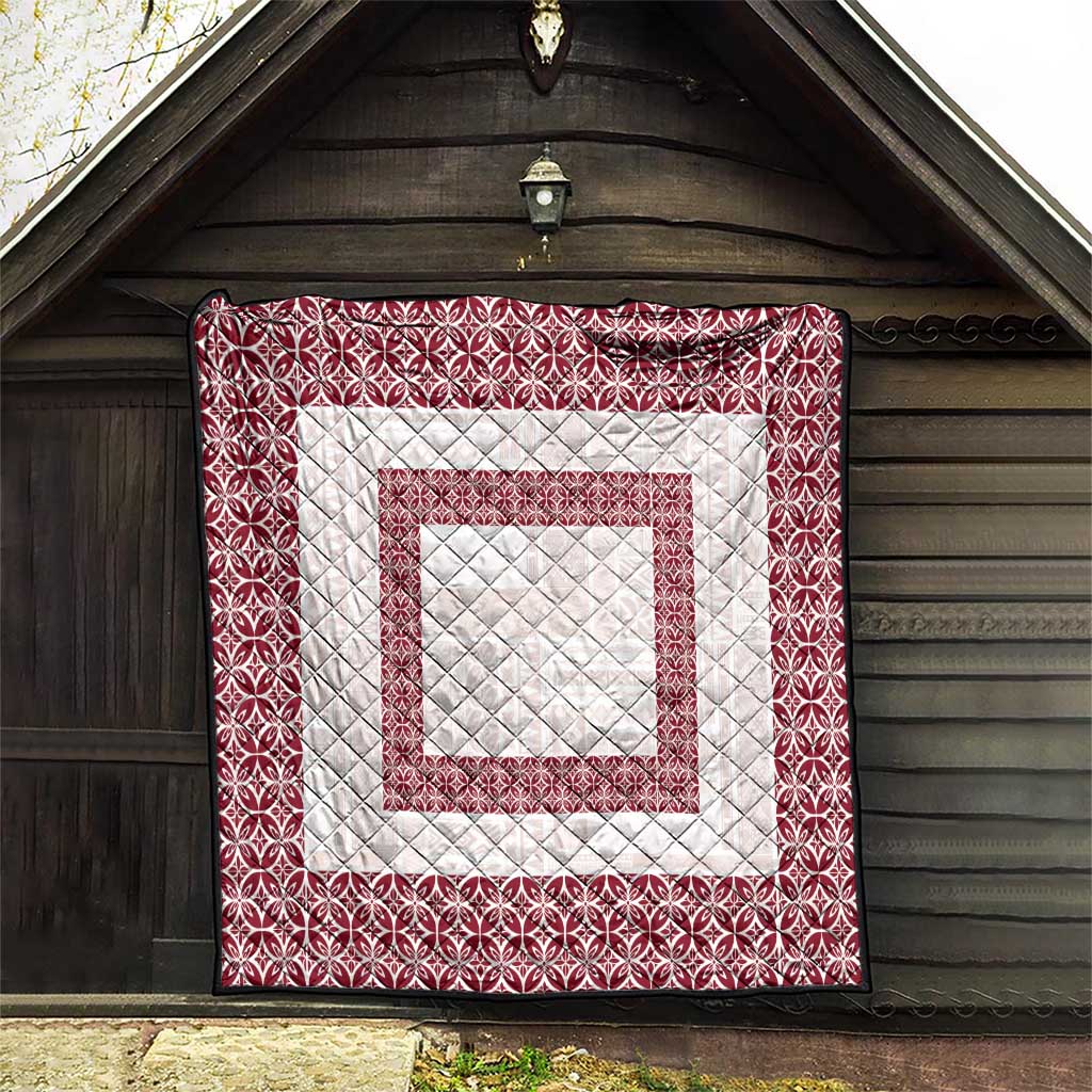 Samoa Siapo Red Trimmed Quilt Samoa White Sunday - Polynesian Pride