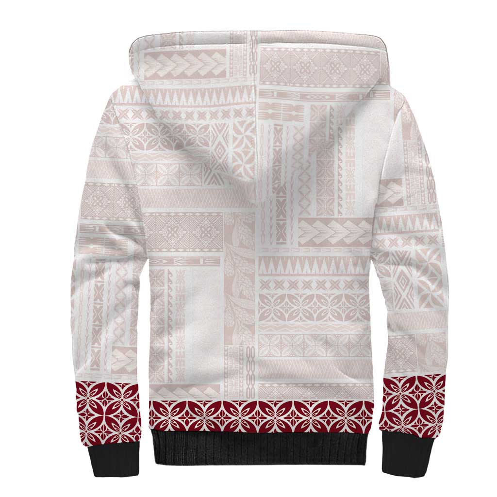 Samoa Siapo Red Trimmed Sherpa Hoodie Samoa White Sunday LT01 - Polynesian Pride