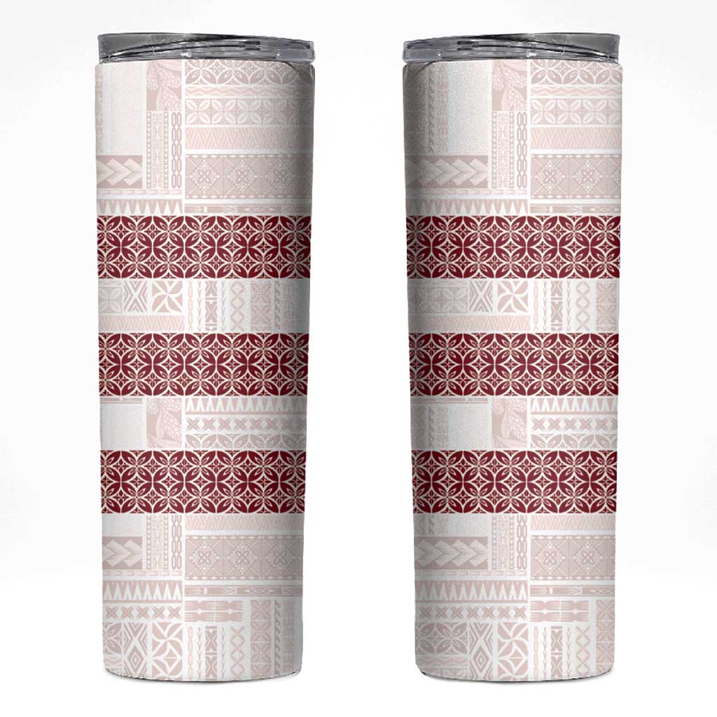 Samoa Siapo Red Trimmed Skinny Tumbler Samoa White Sunday - Polynesian Pride