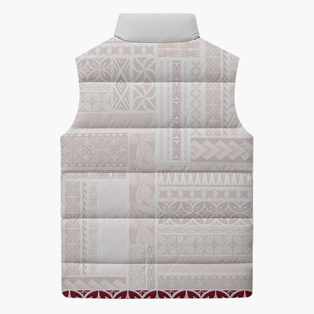 Samoa Siapo Red Trimmed Sleeveless Puffer Jacket Samoa White Sunday LT01 - Polynesian Pride