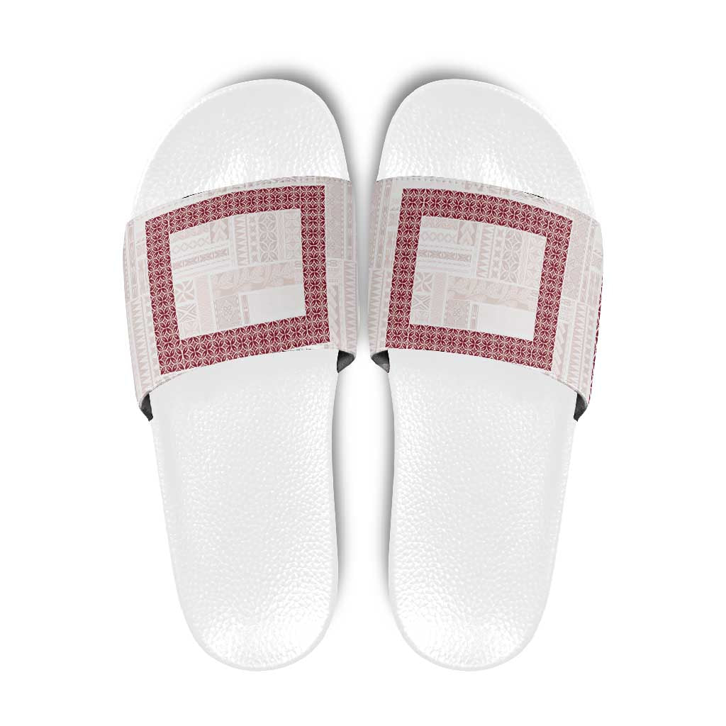 Samoa Siapo Red Trimmed Slide Sandals Samoa White Sunday - Polynesian Pride