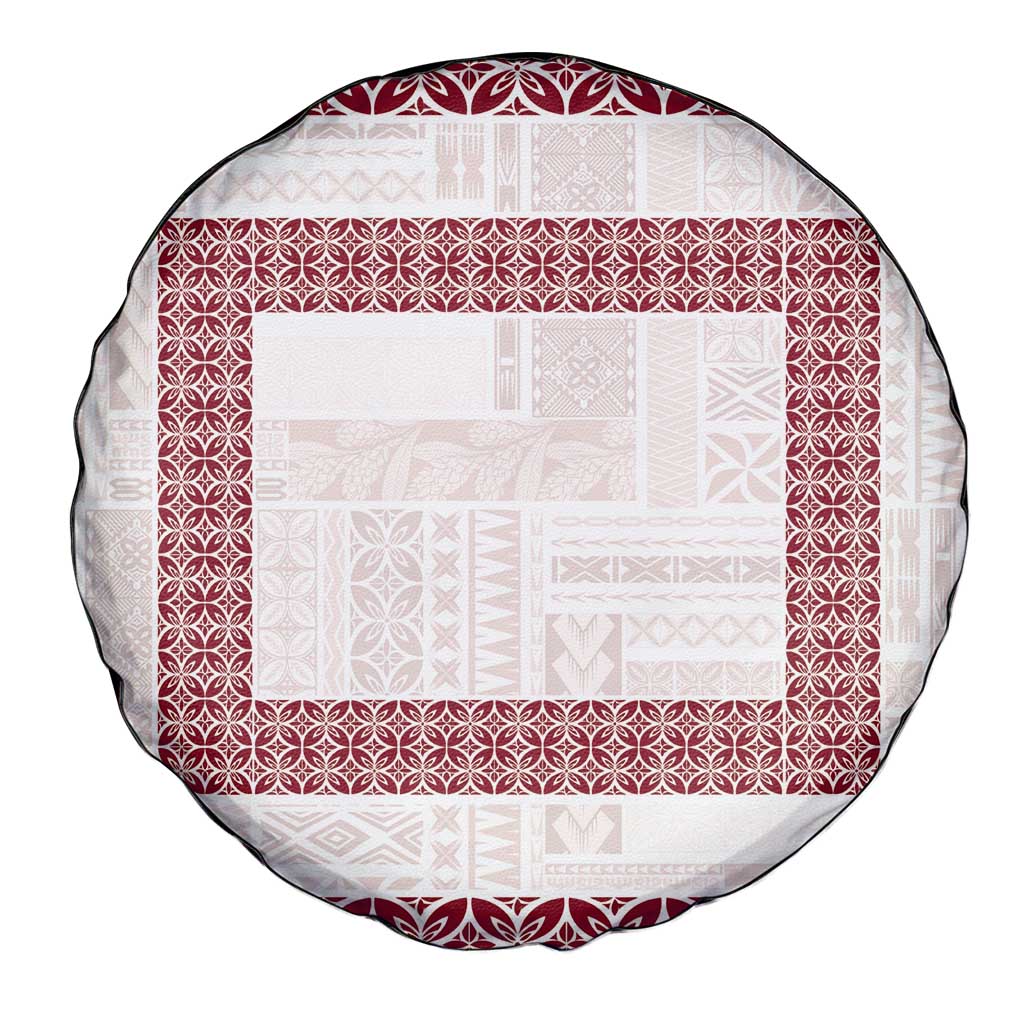 Samoa Siapo Red Trimmed Spare Tire Cover Samoa White Sunday - Polynesian Pride