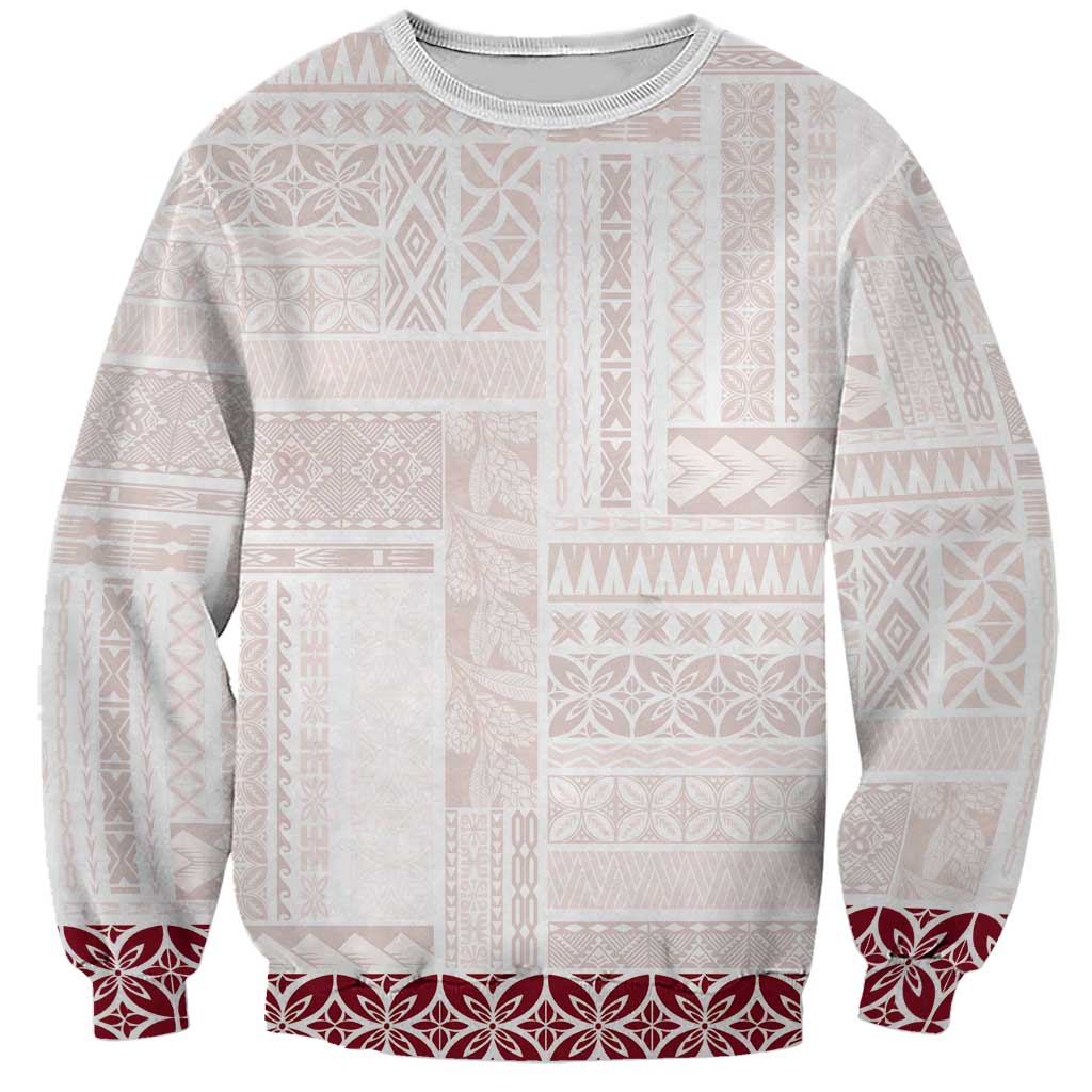 Samoa Siapo Red Trimmed Sweatshirt Samoa White Sunday - Polynesian Pride