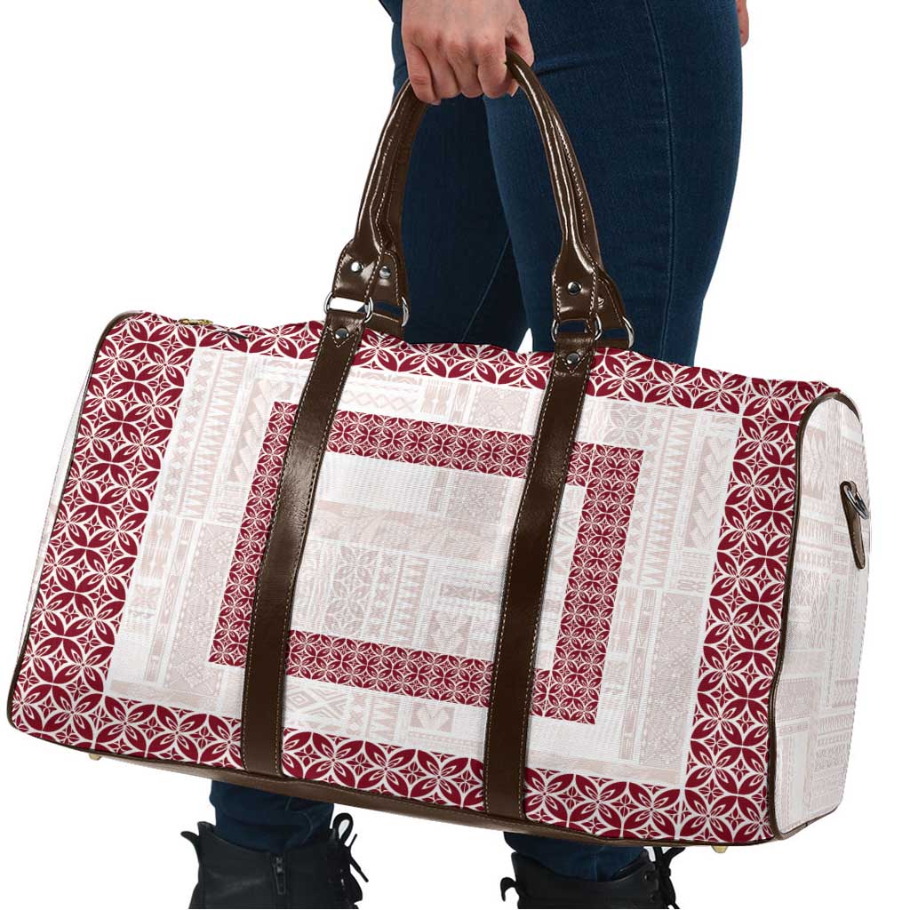 Samoa Siapo Red Trimmed Travel Bag Samoa White Sunday - Polynesian Pride