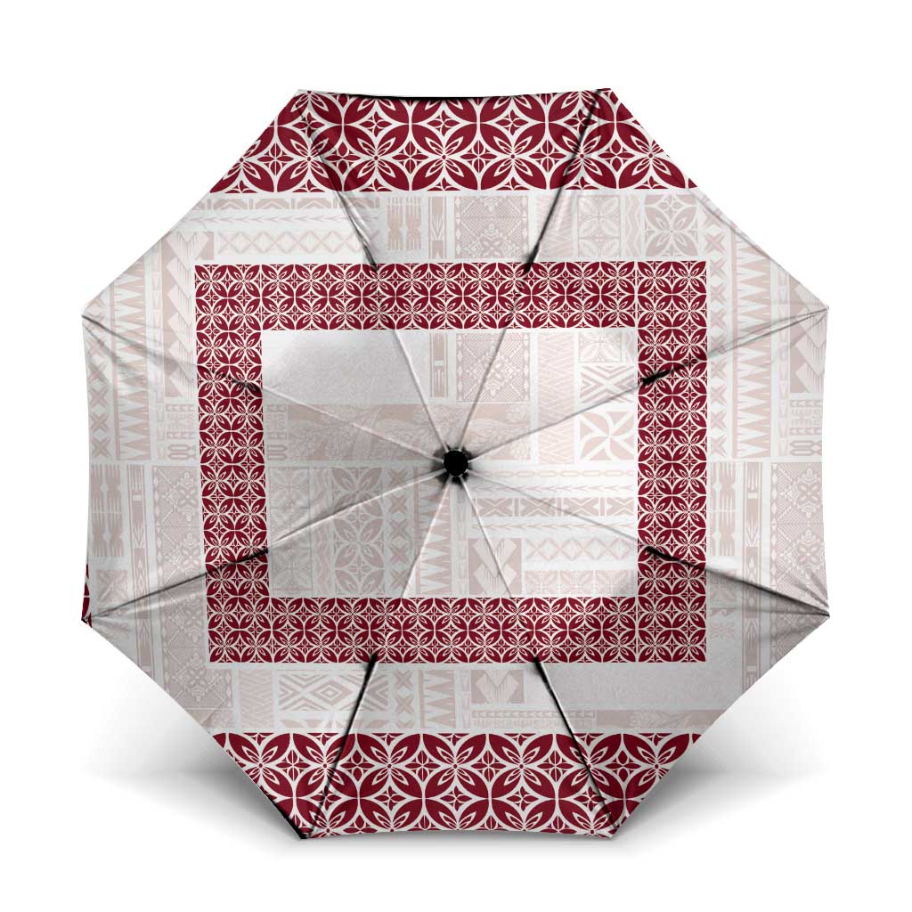 Samoa Siapo Red Trimmed Umbrella Samoa White Sunday - Polynesian Pride