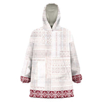 Samoa Siapo Red Trimmed Wearable Blanket Hoodie Samoa White Sunday LT01 One Size Red - Polynesian Pride