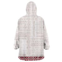 Samoa Siapo Red Trimmed Wearable Blanket Hoodie Samoa White Sunday LT01 - Polynesian Pride