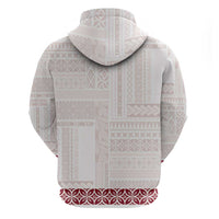 Samoa Siapo Red Trimmed Zip Hoodie Samoa White Sunday - Polynesian Pride