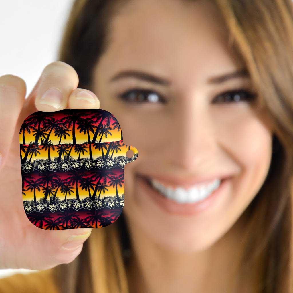Hawaii Hibiscus Palm Tree Sunset AirPods Case Tropical Style - Polynesian Pride