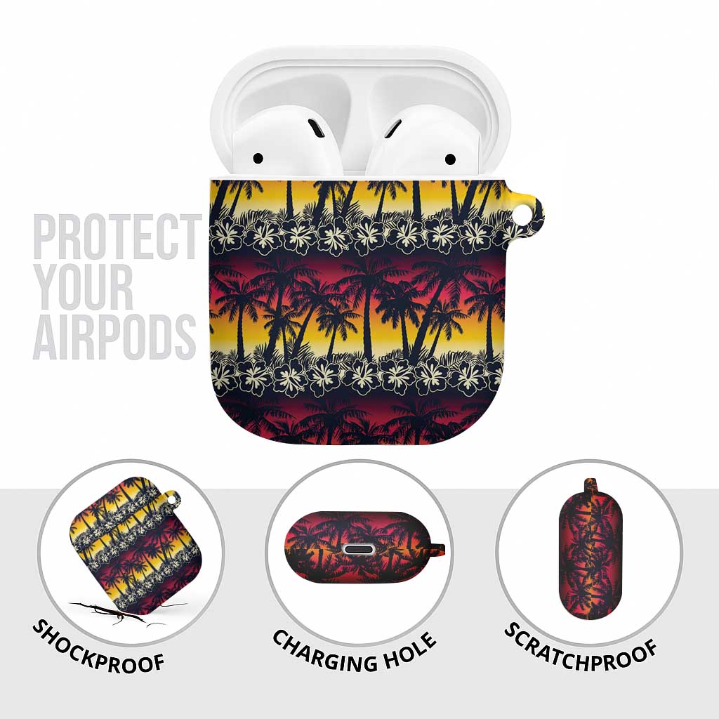 Hawaii Hibiscus Palm Tree Sunset AirPods Case Tropical Style - Polynesian Pride