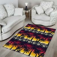 Hawaii Hibiscus Palm Tree Sunset Area Rug Tropical Style - Polynesian Pride