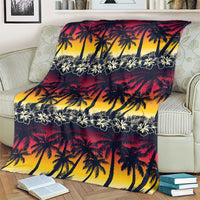 Hawaii Hibiscus Palm Tree Sunset Blanket Tropical Style - Polynesian Pride