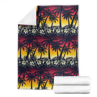 Hawaii Hibiscus Palm Tree Sunset Blanket Tropical Style - Polynesian Pride