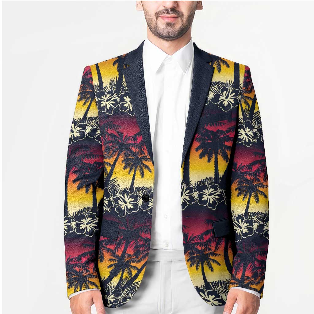 Hawaii Hibiscus Palm Tree Sunset Blazer Tropical Style - Polynesian Pride