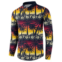 Hawaii Hibiscus Palm Tree Sunset Button Sweatshirt Tropical Style - Polynesian Pride