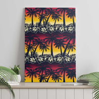 Hawaii Hibiscus Palm Tree Sunset Canvas Wall Art Tropical Style - Polynesian Pride