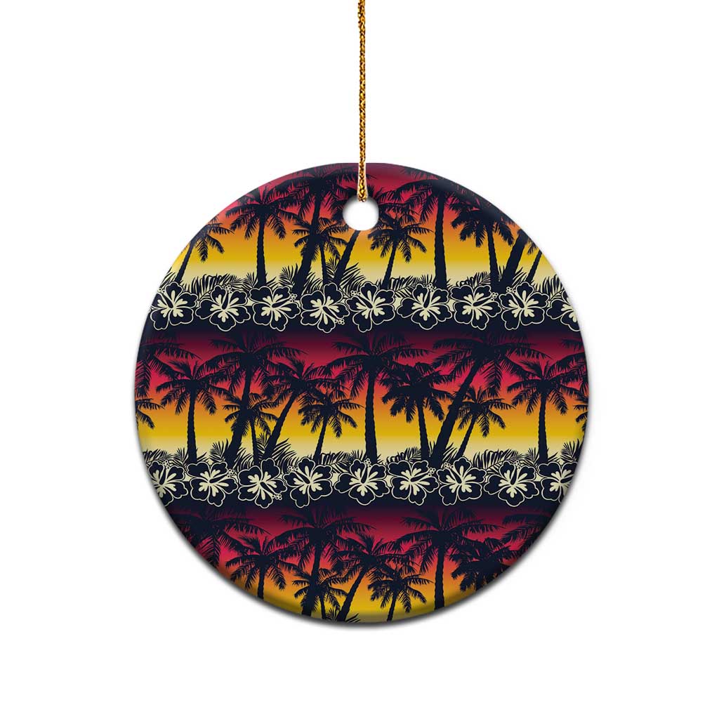 Hawaii Hibiscus Palm Tree Sunset Ceramic Ornament Tropical Style - Polynesian Pride