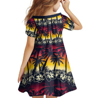 Hawaii Hibiscus Palm Tree Sunset Family Matching Long Sleeve Bodycon Dress and Hawaiian Shirt Tropical Style - Polynesian Pride