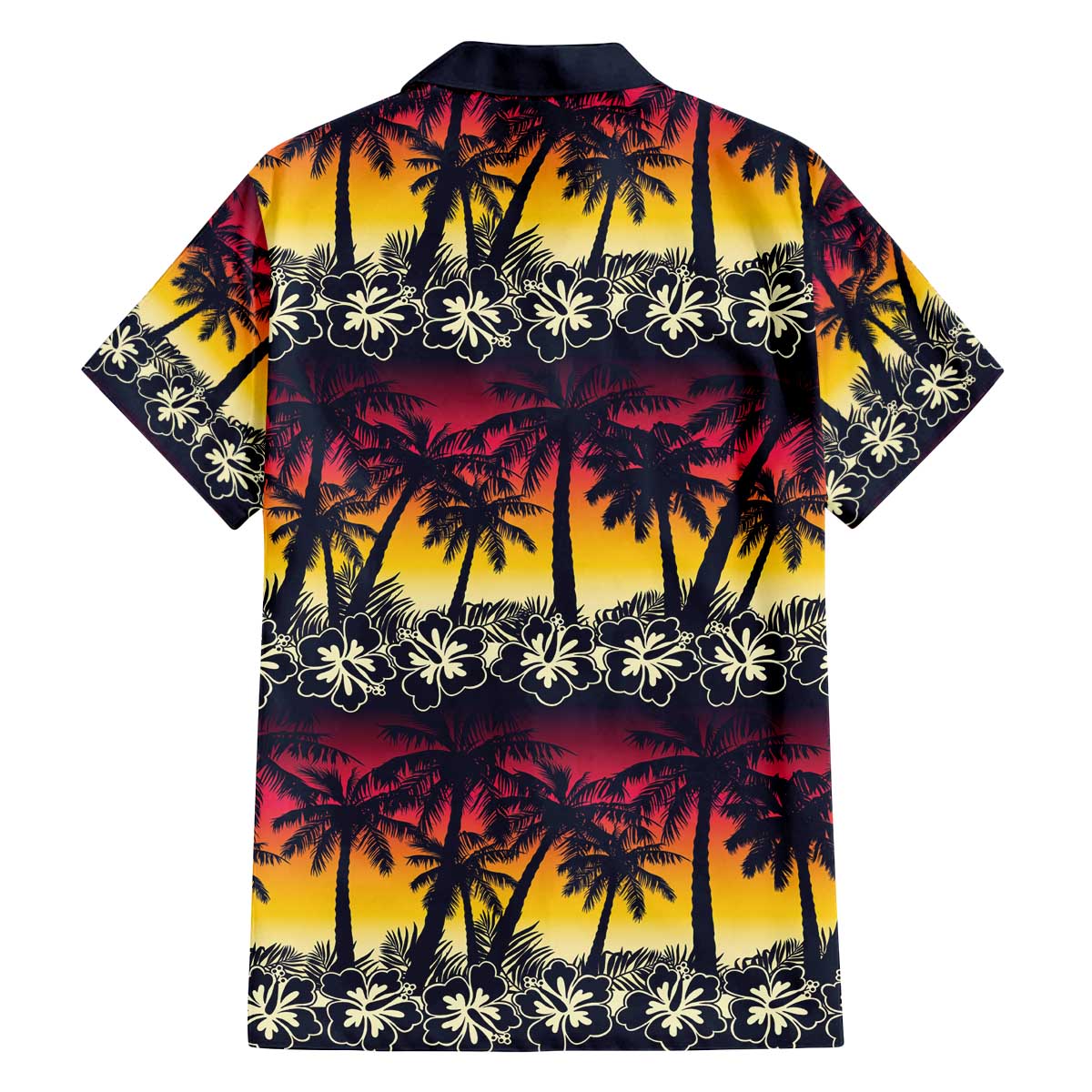 Hawaii Hibiscus Palm Tree Sunset Family Matching Off The Shoulder Long Sleeve Dress and Hawaiian Shirt Tropical Style - Polynesian Pride