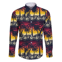 Hawaii Hibiscus Palm Tree Sunset Family Matching Puletasi and Hawaiian Shirt Tropical Style - Polynesian Pride