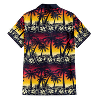 Hawaii Hibiscus Palm Tree Sunset Family Matching Short Sleeve Bodycon Dress and Hawaiian Shirt Tropical Style - Polynesian Pride