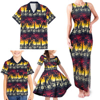 Hawaii Hibiscus Palm Tree Sunset Family Matching Tank Maxi Dress and Hawaiian Shirt Tropical Style - Polynesian Pride