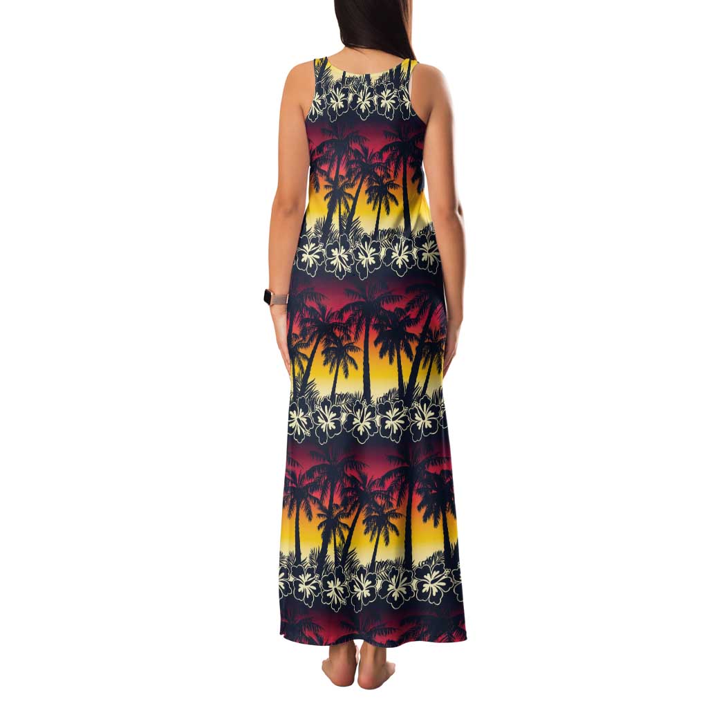 Hawaii Hibiscus Palm Tree Sunset Family Matching Tank Maxi Dress and Hawaiian Shirt Tropical Style - Polynesian Pride