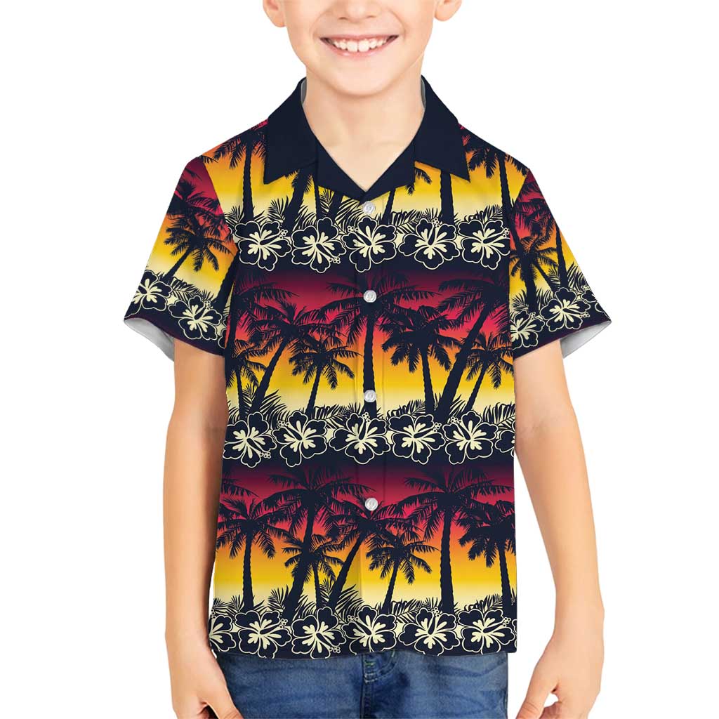 Hawaii Hibiscus Palm Tree Sunset Family Matching Tank Maxi Dress and Hawaiian Shirt Tropical Style - Polynesian Pride