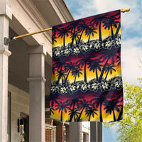 Hawaii Hibiscus Palm Tree Sunset Garden Flag Tropical Style - Polynesian Pride